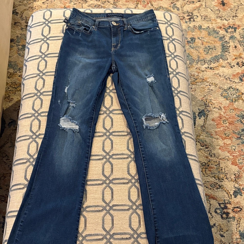 Rock & Republic Dark Blue Distressed Straight Leg Jeans